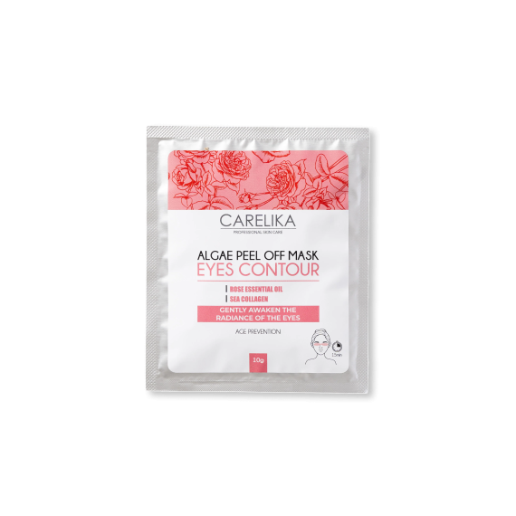 Альгинатная маска CARELIKA с морским коллагеном и эфирным маслом розы освежает и омолаживает кожу вокруг глаз, уменьшает темные круги и отеки.