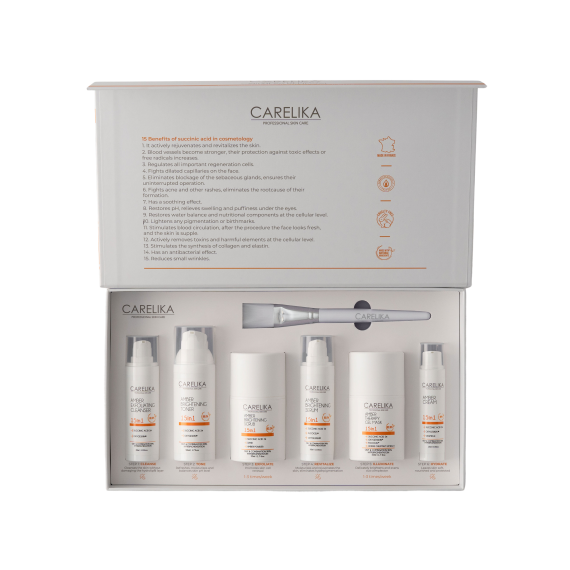 Профессиональный набор CARELIKA с янтарной кислотой для клеточного обновления и восстановления кожи.