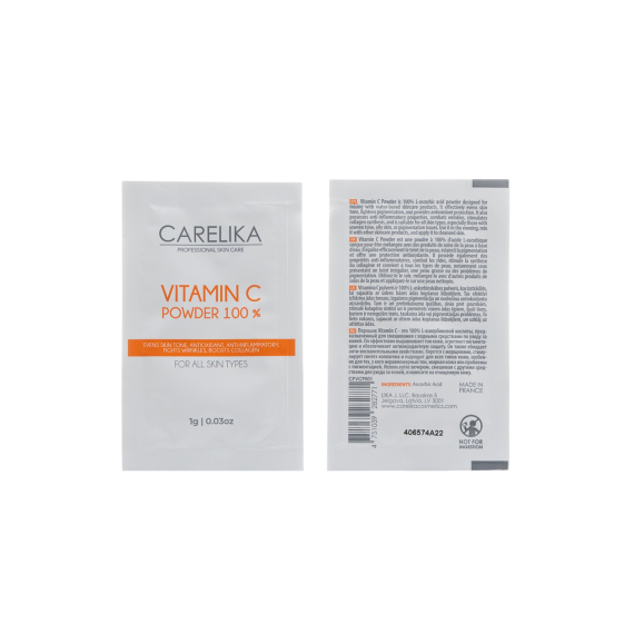 Порошок с витамином С CARELIKA эффективно осветляет кожу, выравнивает её тон, борется с пигментацией и первыми признаками старения, придавая лицу здоровое сияние и упругость.